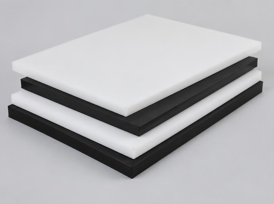 Stack of white and black HDPE plastic sheet for NZ fabrication and food processing