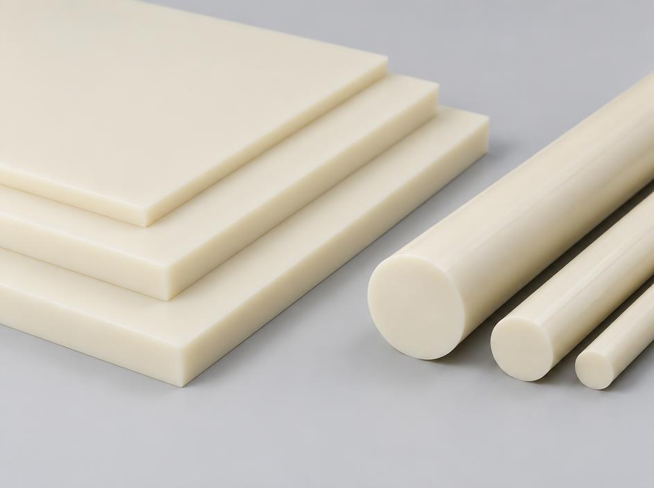Natural nylon plastic sheet and round rod stock