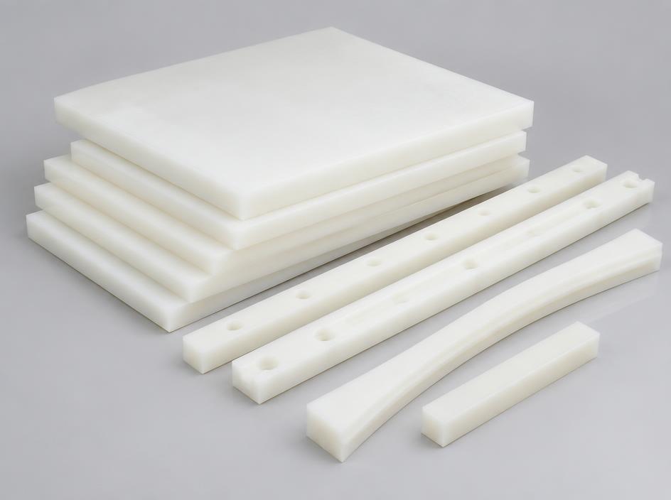 Natural UHMWPE sheet and machined wear strips for materials handling
